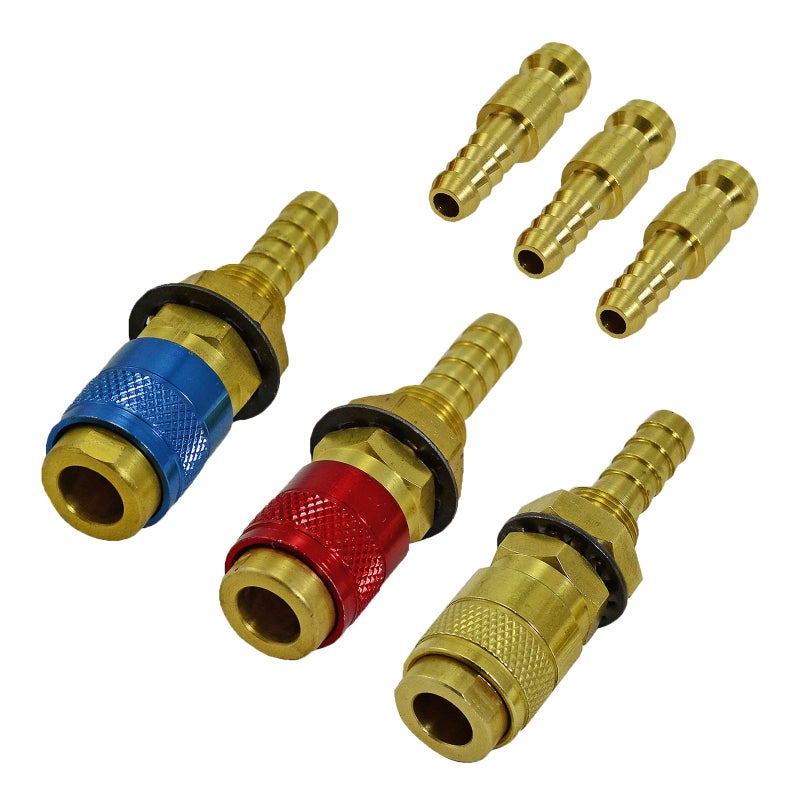 RIVERWELD Argon Quick Connect Fittings Hose Connector for QQ300 PTA DB SR WP 17 18 26 TIG Welding Torch Red Blue Gold Color 3set - Image 1